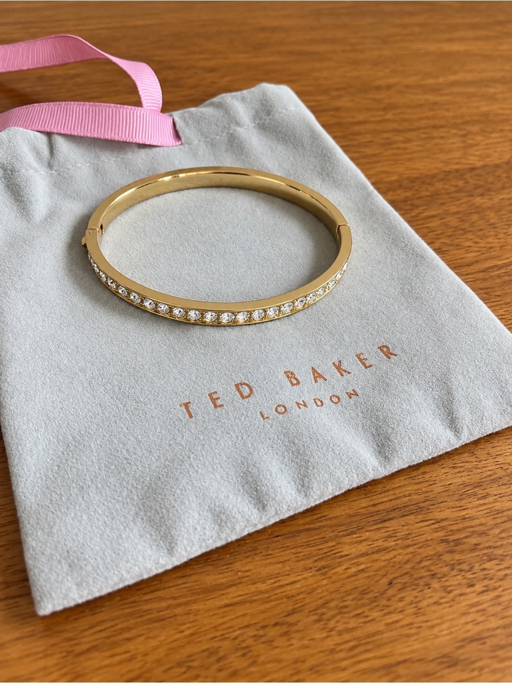 Ted Baker Gold Crystal-Row Hinged Bangle Bracelet